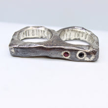 Load image into Gallery viewer, Garnet &amp; Black Spinel Double Finger Ring