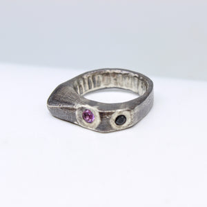 Pink Tourmaline & Black Spinel Ring