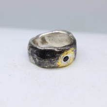 Load image into Gallery viewer, Black Spinel, Gold, &amp; Silver Ring