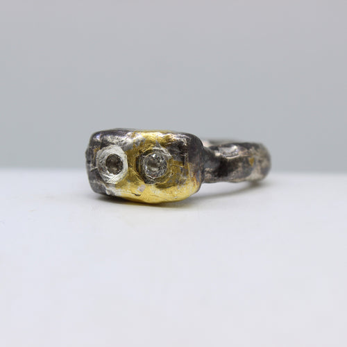 White Topaz, Gold, & Silver Ring