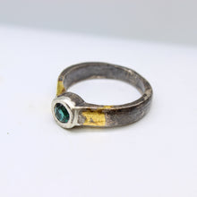 Load image into Gallery viewer, Emerald, Silver, &amp; Gold Ring