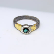 Load image into Gallery viewer, Emerald, Silver, &amp; Gold Ring