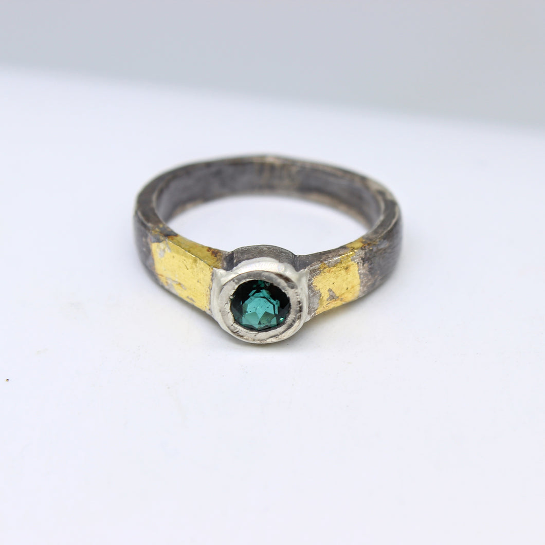 Emerald, Silver, & Gold Ring
