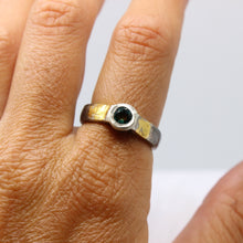 Load image into Gallery viewer, Emerald, Silver, &amp; Gold Ring