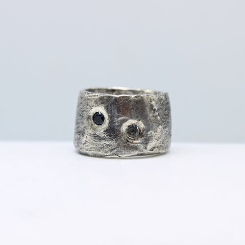 Black Spinel & Clear Quartz Ring