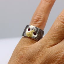 Load image into Gallery viewer, Garnet, Gold, &amp; Silver Ring