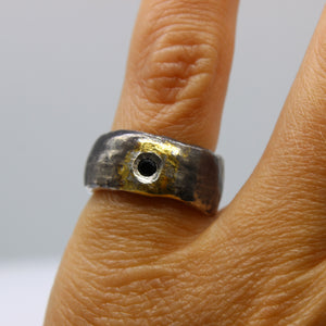 Black Spinel, Gold, & Silver Ring