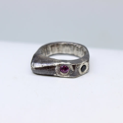 Pink Tourmaline & Black Spinel Ring