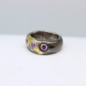 Pink Tourmaline, Gold, & Silver Ring