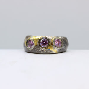 Pink Tourmaline, Gold, & Silver Ring
