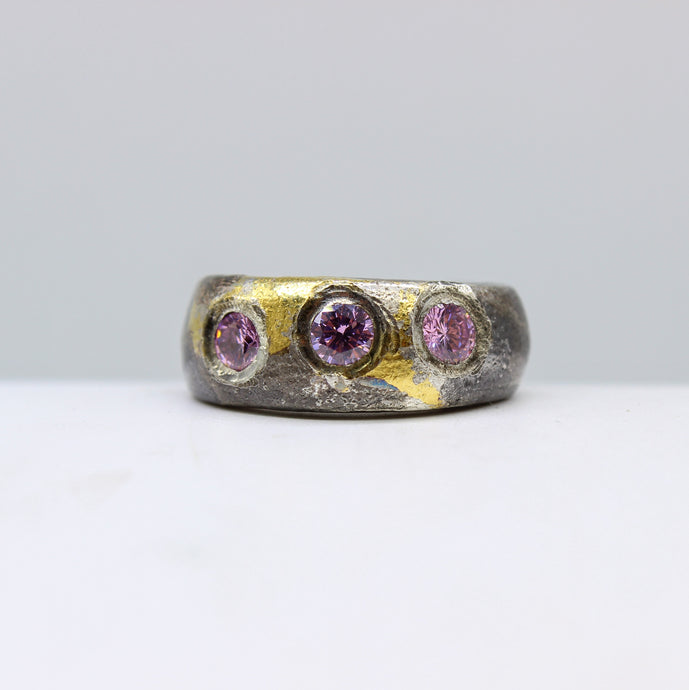 Pink Tourmaline, Gold, & Silver Ring