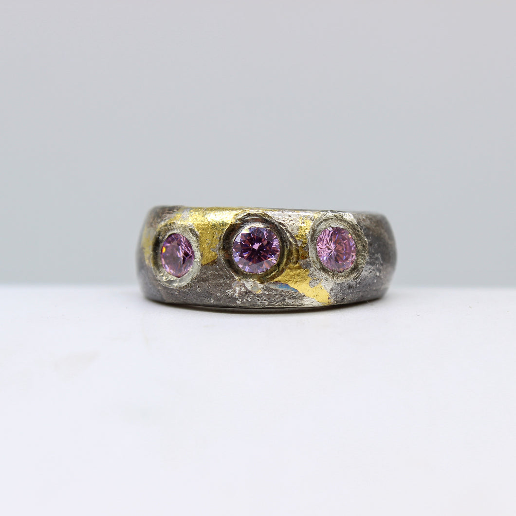 Pink Tourmaline, Gold, & Silver Ring
