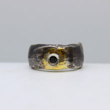 Load image into Gallery viewer, Black Spinel, Gold, &amp; Silver Ring