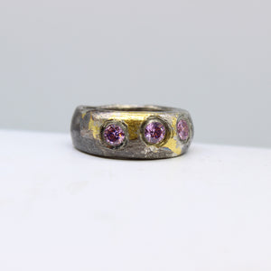 Pink Tourmaline, Gold, & Silver Ring