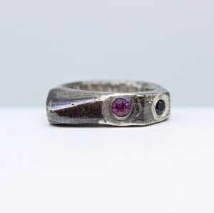 Pink Tourmaline & Black Spinel Ring